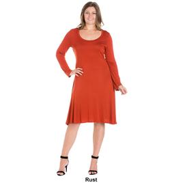 Plus Size 24/7 Comfort Apparel Classic Flared A-Line Dress