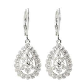 Silver Plate Vintage Cubic Zirconia Drop Earrings