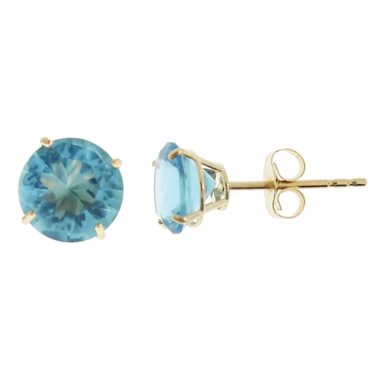 Gemstone Classics(tm) 14kt. Gold Created Aquamarine Stud Earrings