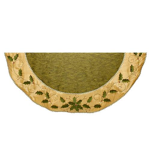 Kurt S. Adler 54in. Holly Leaves Embroidered Tree Skirt