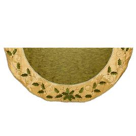 Kurt S. Adler 54in. Holly Leaves Embroidered Tree Skirt