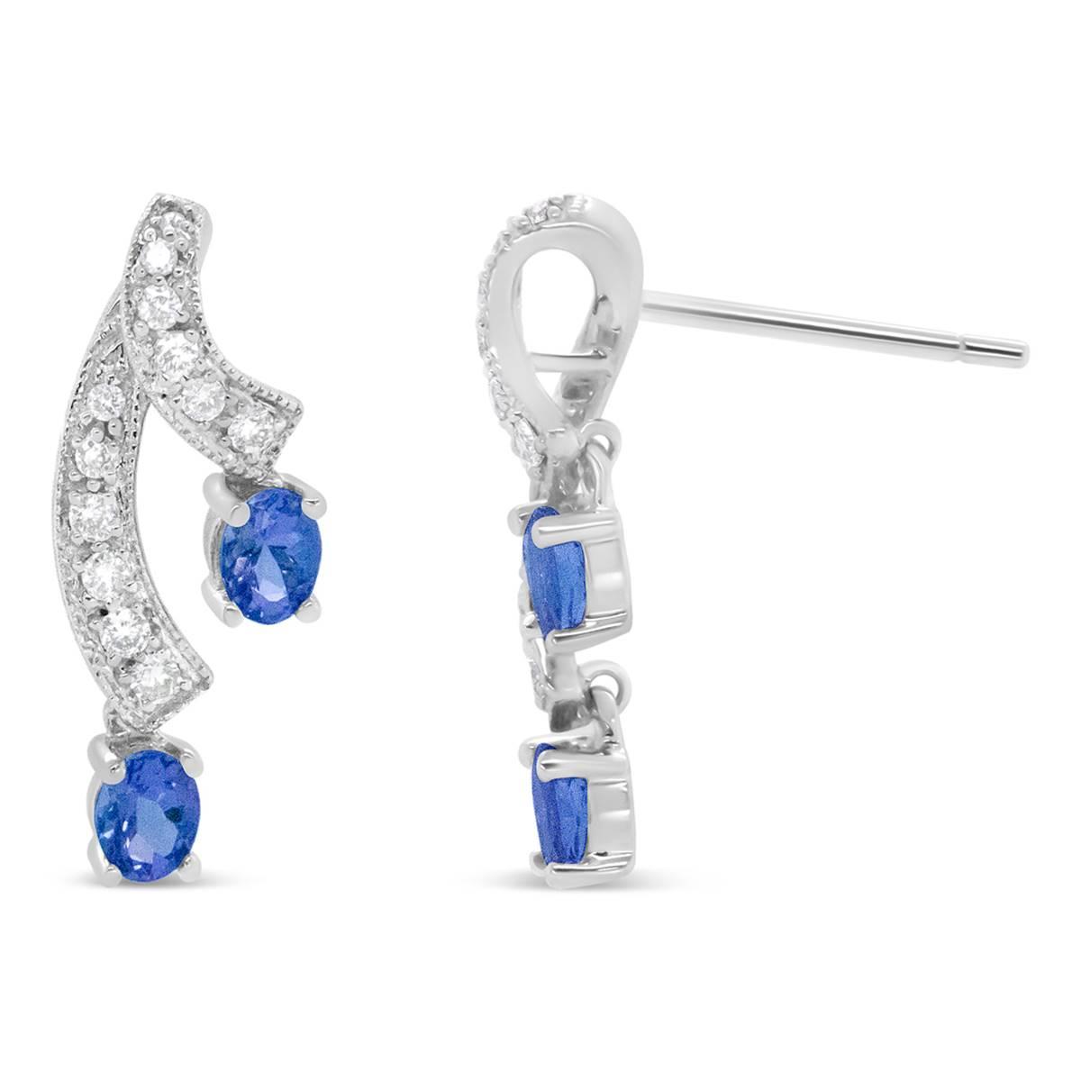 Haus of Brilliance 14kt. White Gold Blue Tanzanite Stud Earrings