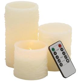 9th & Pike(R) Cylindrical Wax Cream Flameless LED Candle - Set Of 3