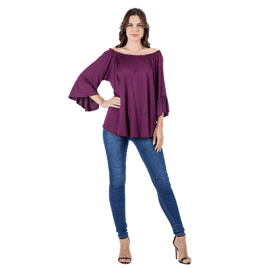 Womens 24/7 Comfort Apparel Bell Sleeve Loose Fit Tunic Top