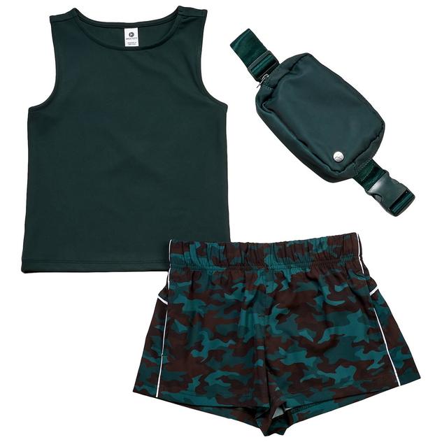 Girls (7-14) 90 Degree® by Reflex Tank w/ Camo Shorts & Fannypack