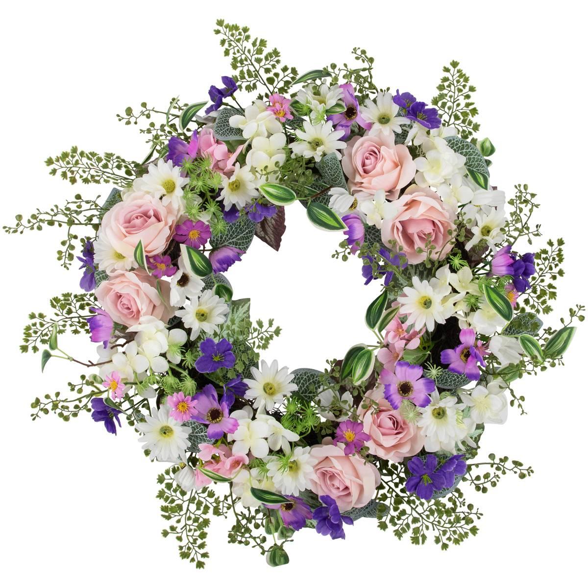 Northlight Seasonal Artificial Mixed Floral & Fern Spring Wreath