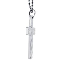 Mens Lynx Stainless Steel Ball Chain Textured Cross Pendant