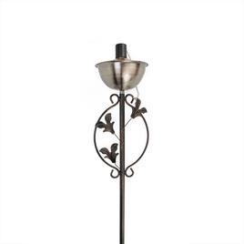 DAK 64.5in. Brushed Copper Floral Motif Patio Garden Oil Lamp