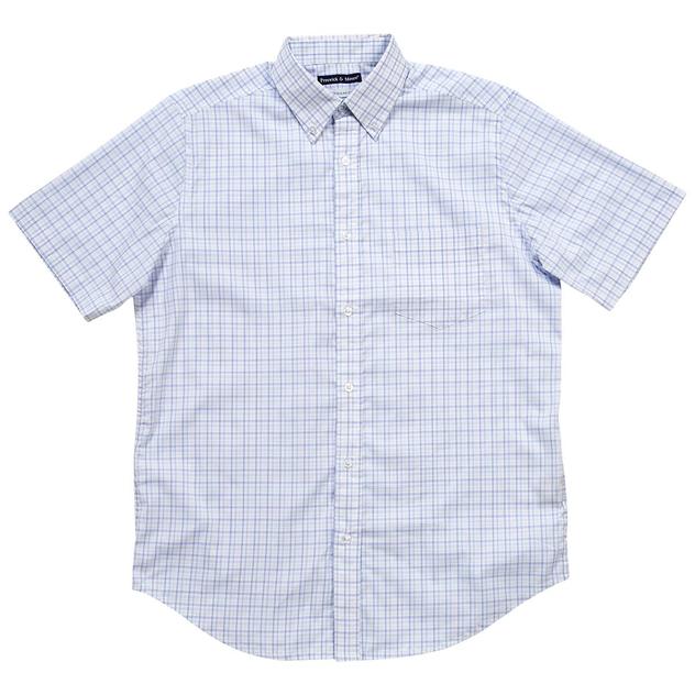 Mens Preswick & Moore® Short Sleeve Dress Shirt - Lt. Blue/White