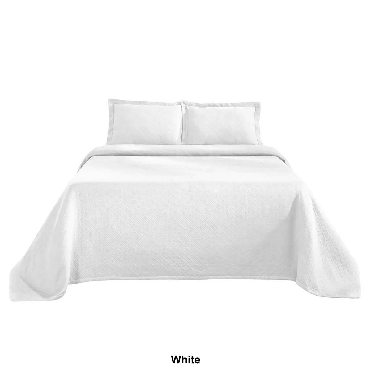 Superior Jacquard Matelassé Cotton Basketweave 3pc. Bedspread Set