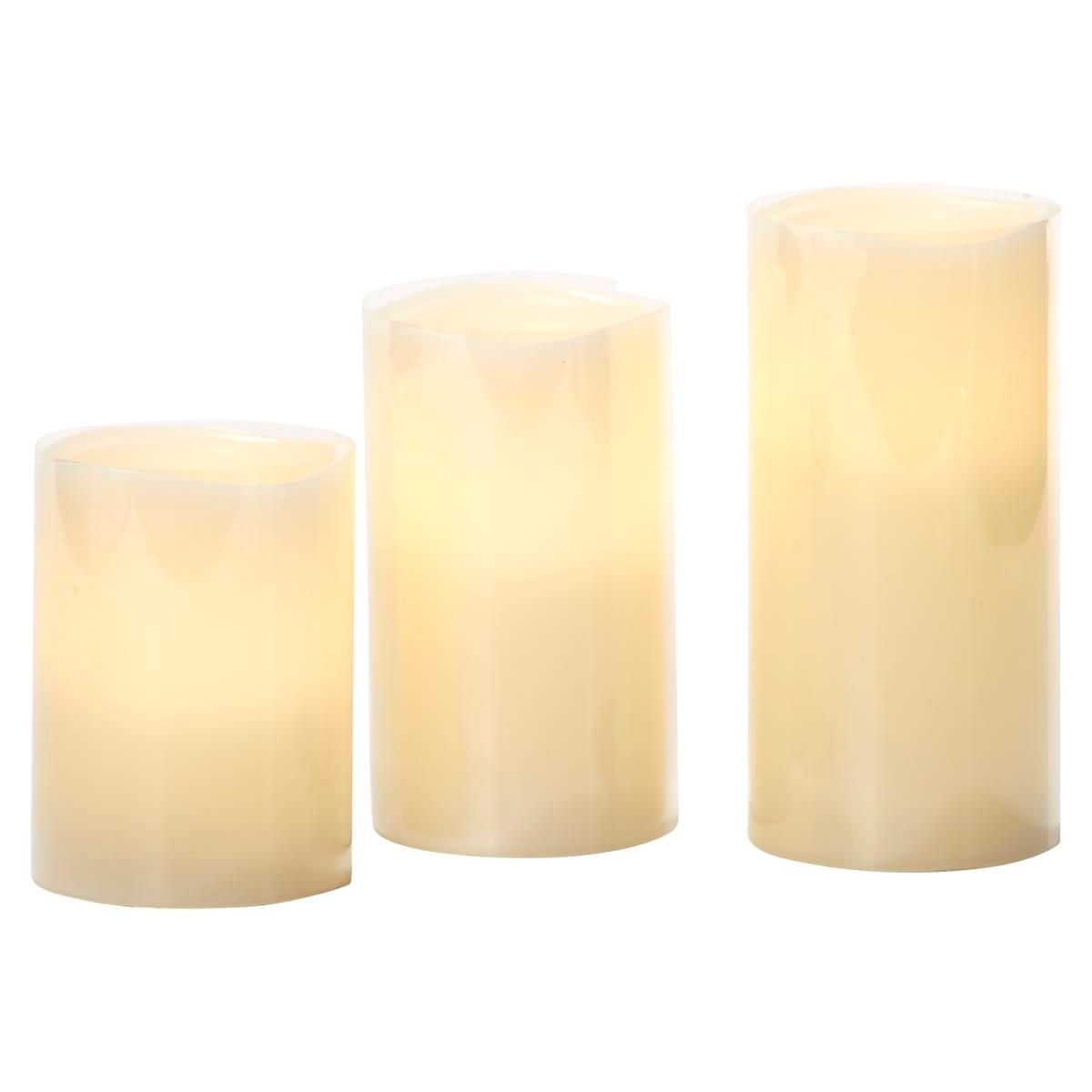 White 3pc. Pillar LED Flameless Candle Set