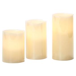 White 3pc. Pillar LED Flameless Candle Set
