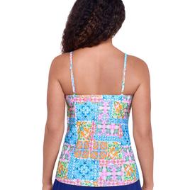 Womens American Beach Libson Tiles Tiered Tankini Swim Top