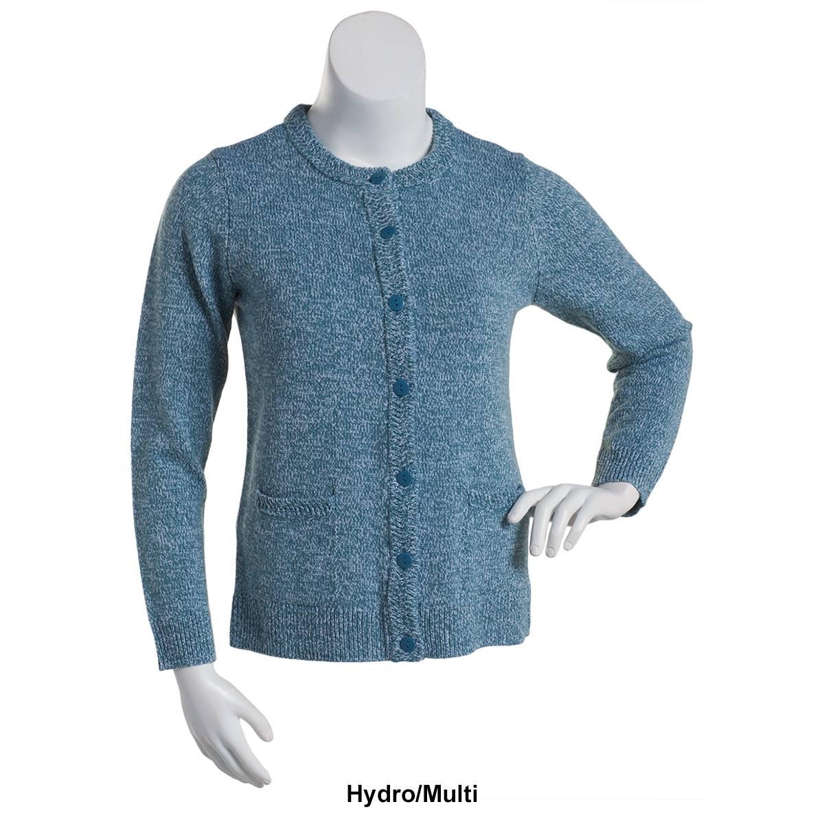 Petite Hasting & Smith Long Sleeve Marled Button Front Cardigan