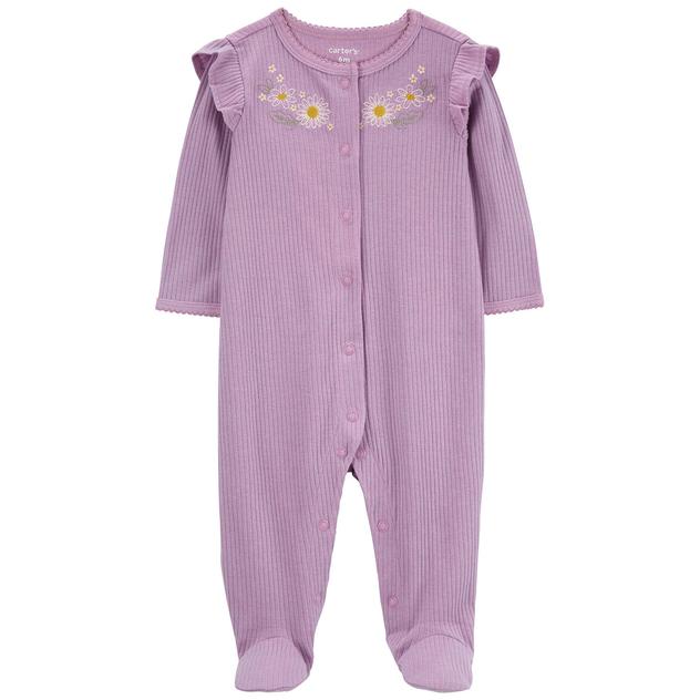 Baby Girl (NB-9M) Carter’s® Embroidered Flowers Ribbed Footie