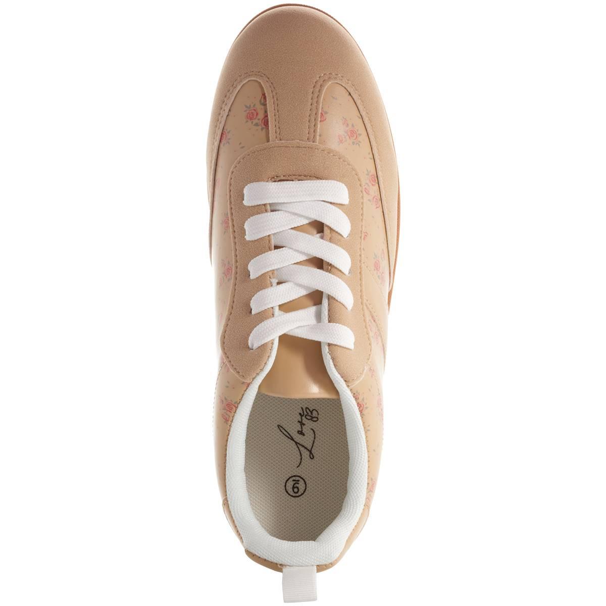 Womens Love 83 Sand Rose Floral Fashion Sneakers