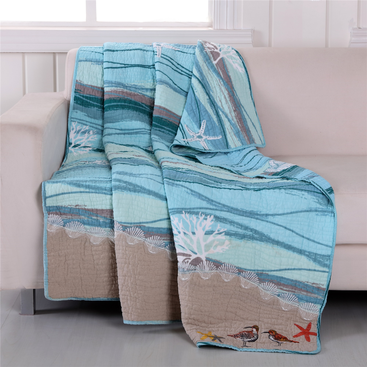 Greenland Home Fashions™ Maui Reversible Quilted Throw Blanket