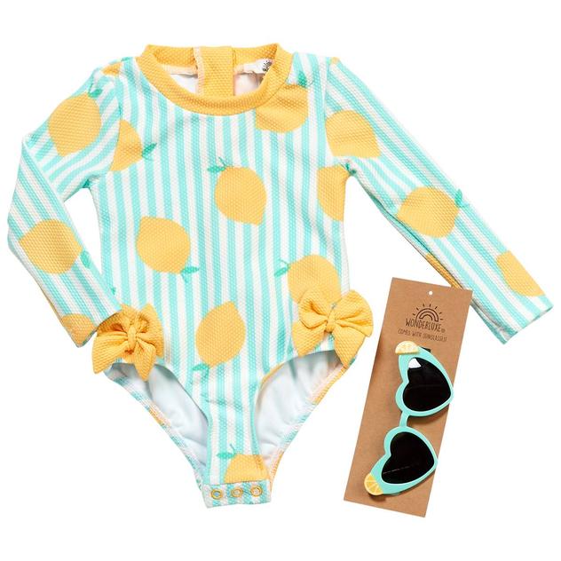 Baby Girl (12-24M) Wonderluxe Stripe Rashguard One Piece Swimsuit