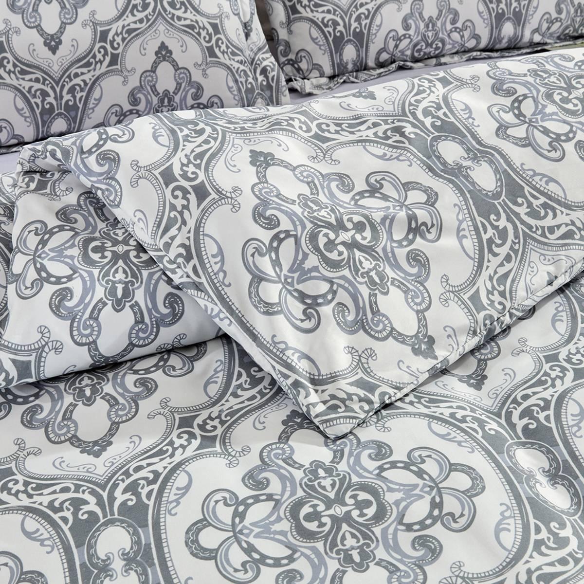 Bibb Home Damask 4pc. Duvet & Down Alternative Comforter Set