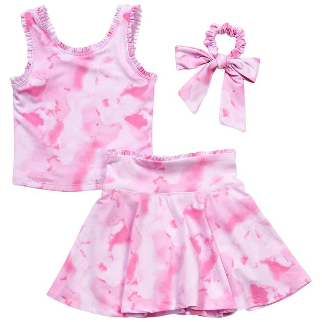 Girls (7-12) Yogalicious® Pleated Tie Dye Tank Top with Skort Set