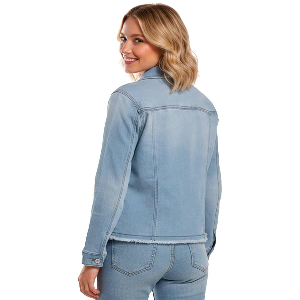 Womens Baccini Fray Hem Trucker Denim Jacket