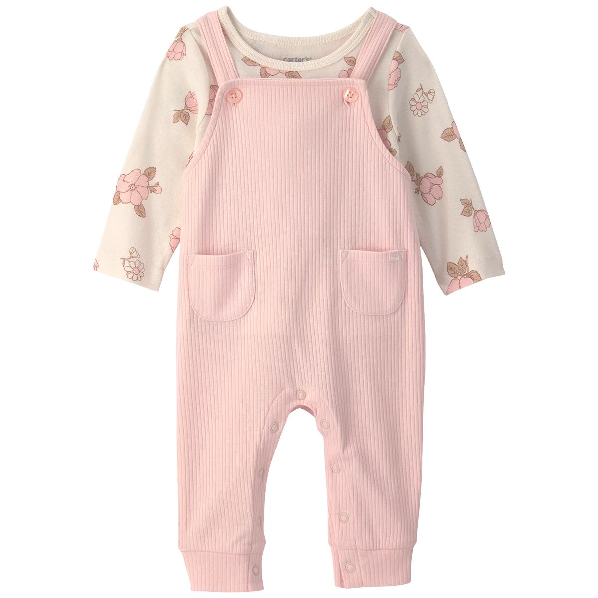 Baby Girl (NB-12M) Carter''s 2pc. Overall Set - Pink/Ivory