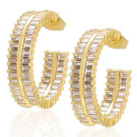 14kt. Gold Plated Baguette C-Hoop Earrings