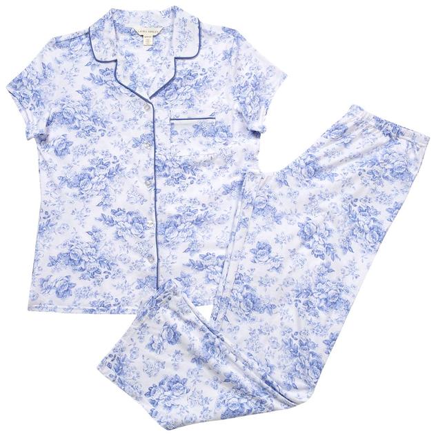 Womens Laura Ashley® Short Sleeve Floral Toile Pajama Set