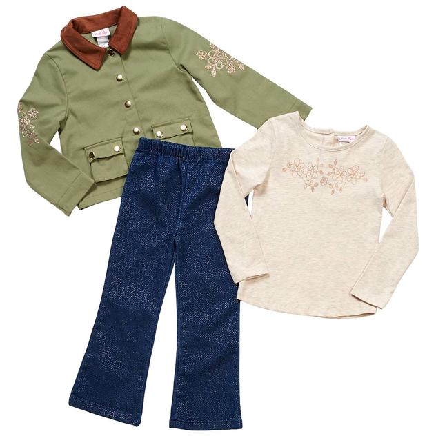 Girls (4-6x) Little Lass® 3pc. Floral Detail Jacket & Jegging Set