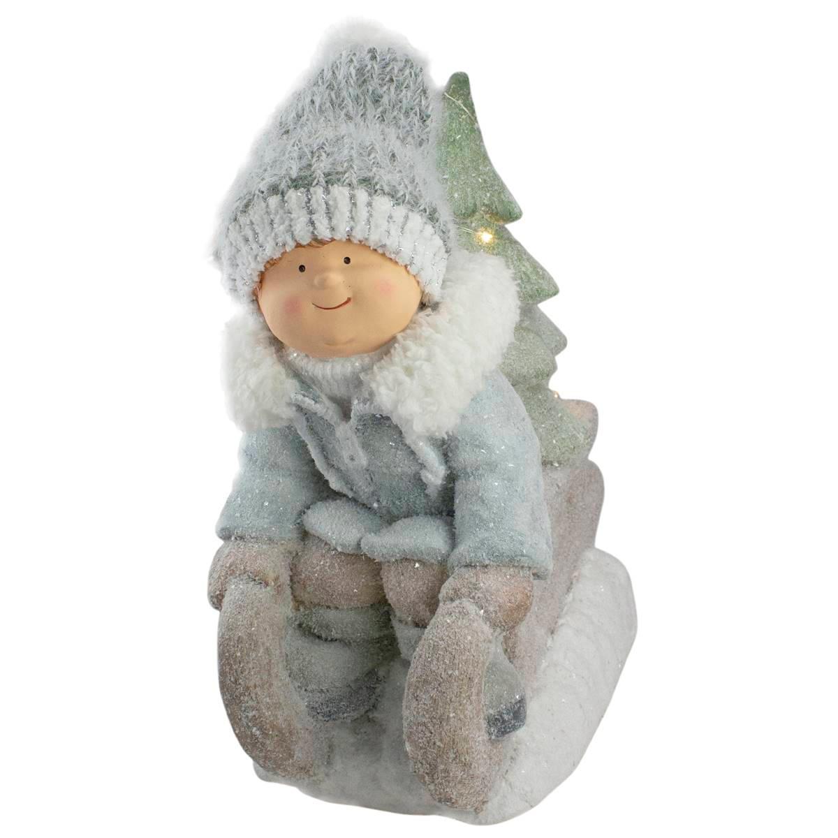 Northlight Seasonal 15in. Lighted Boy on a Sled Christmas Figure