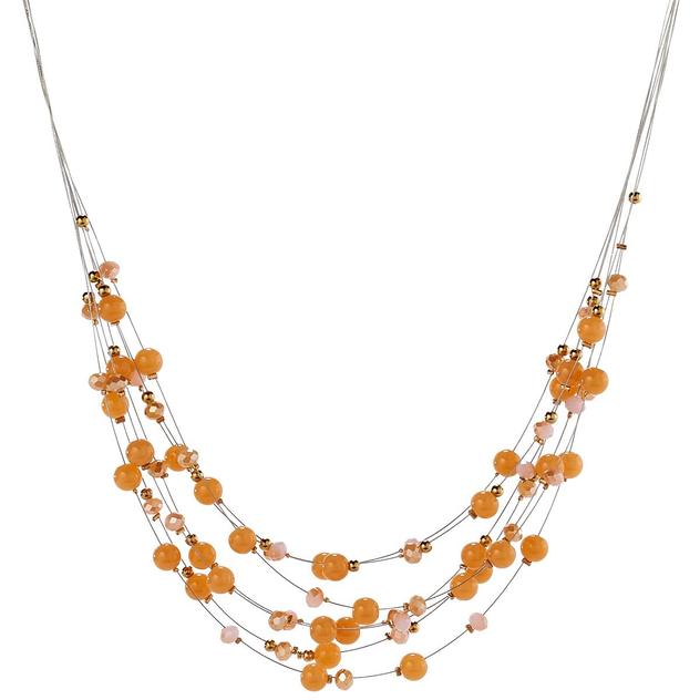 Ashley Cooper™ Multi-Row Illusion Necklace with Peach Beads