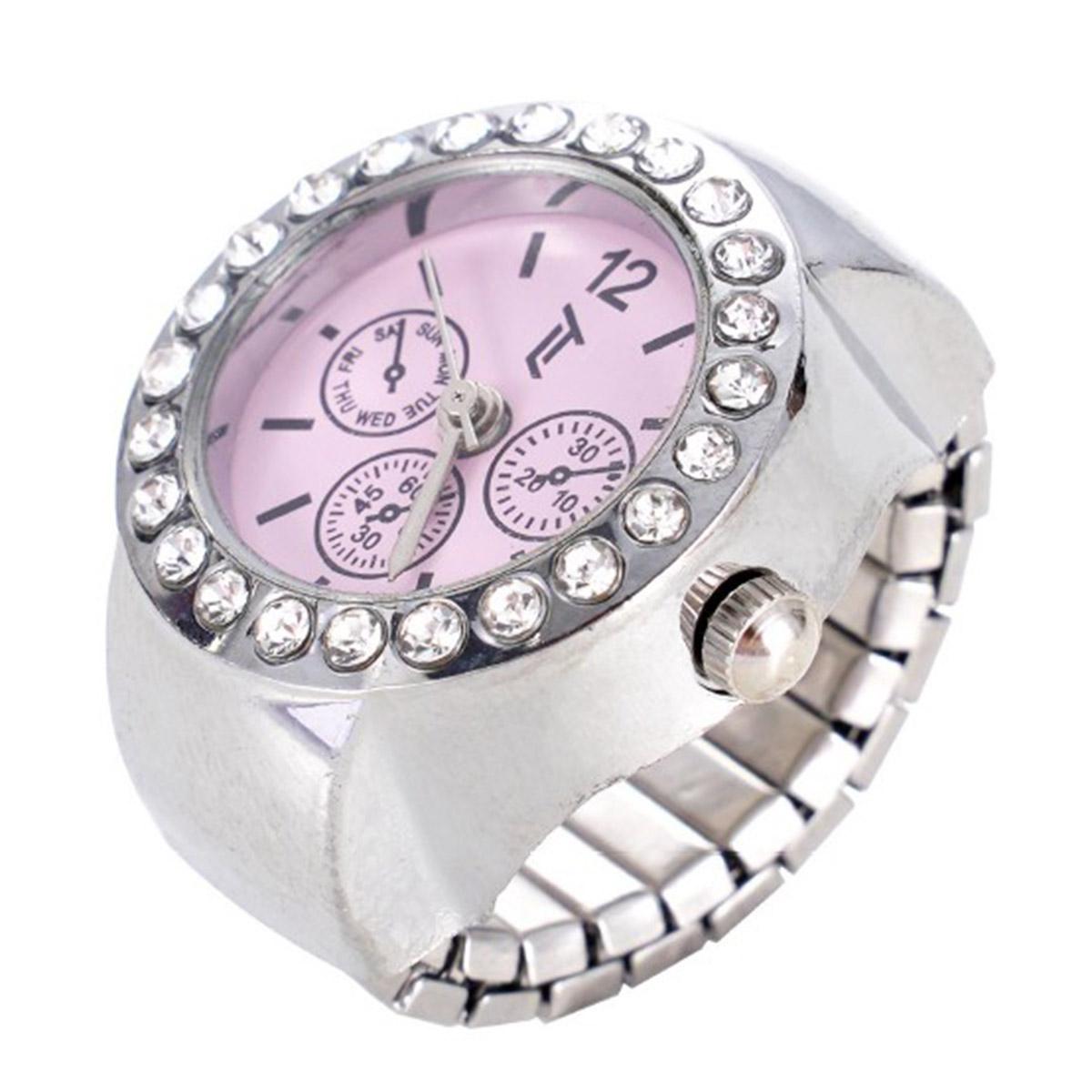Womens Silver-Tone Pink Chronograph Dial Ring Watch - RWCHRBV-01