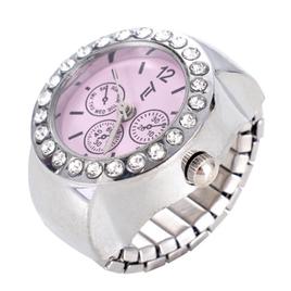 Womens Silver-Tone Pink Chronograph Dial Ring Watch - RWCHRBV-01