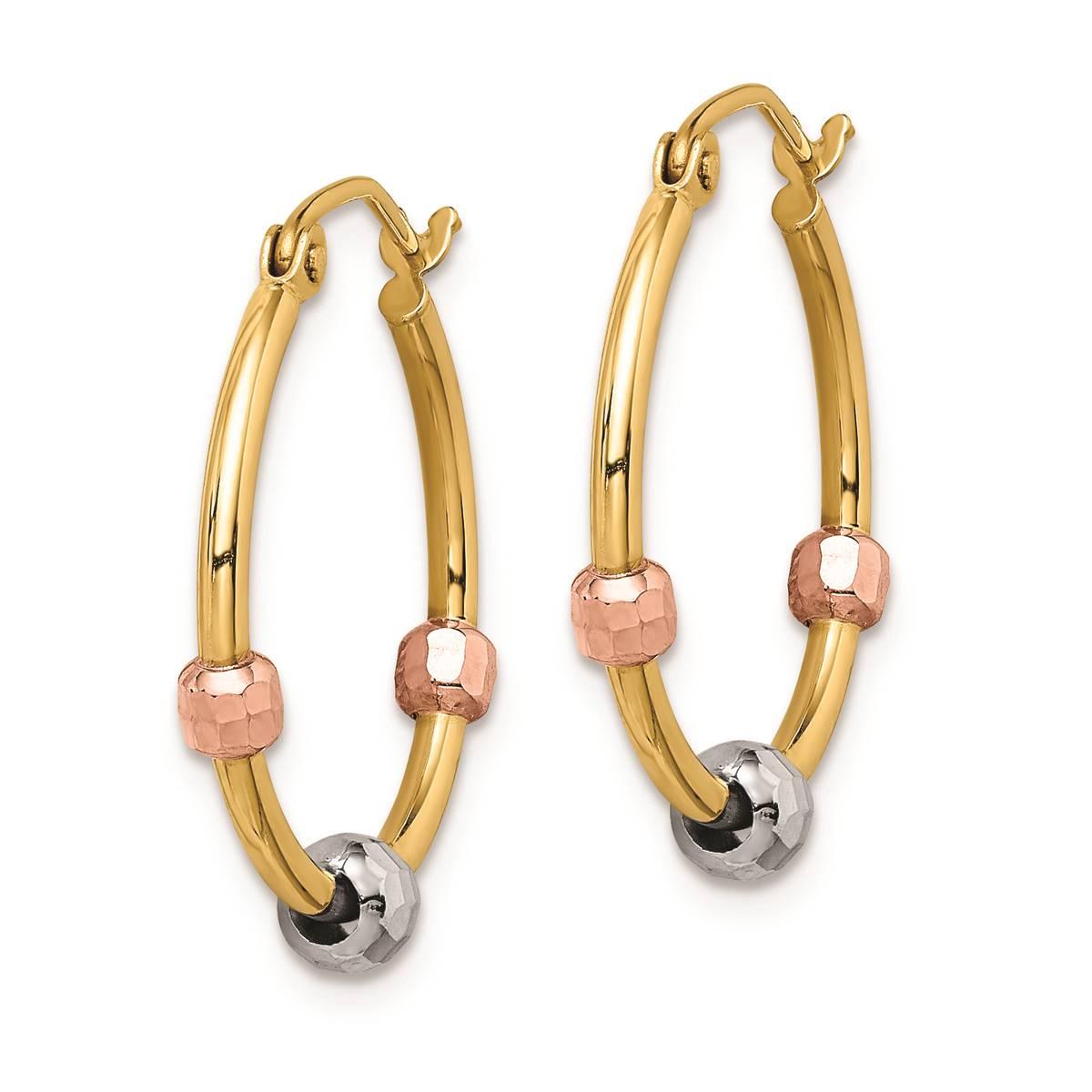 Gold Classics™ 14kt. Gold Beaded Hoop Earrings