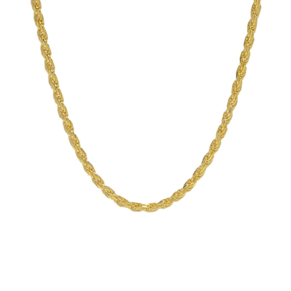 20n. Polished Vermeil Sterling Silver Solid Rope Chain Necklace