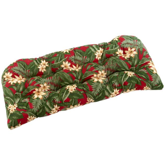 Jordan Manufacturing Outdoor Tropical Print Wicker Settee Cushion