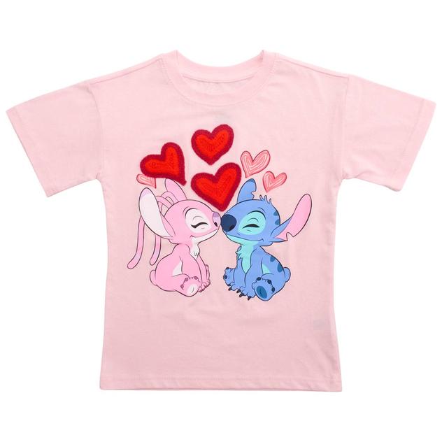 Girls (4-6x) Disney Stitch & Angel Crochet Heart Boyfriend Tee