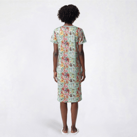 Womens White Orchid Gardens Floral Henley Sleepshirt