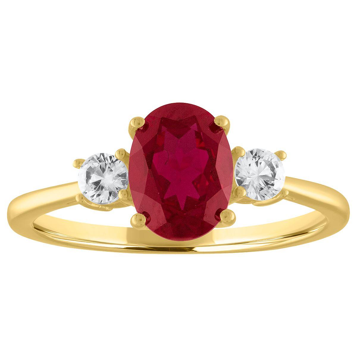 Gemstone Classics(tm) Lab Grown Ruby & Lab Grown White Sapphire Ring