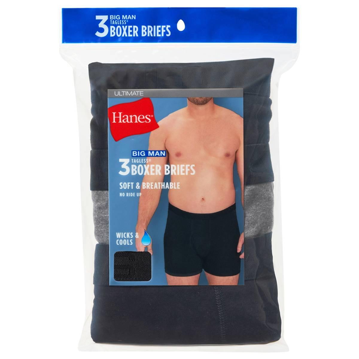 Mens Big & Tall Hanes Ultimate® Boxer Briefs - Black/Grey