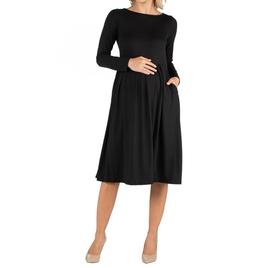 Plus Size 24/7 Comfort Apparel Fit & Flare Maternity Midi Dress
