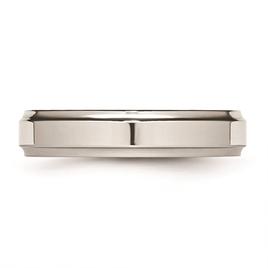 Mens Gentlemen's Classics™ Steel Ridged Edge Wedding Band