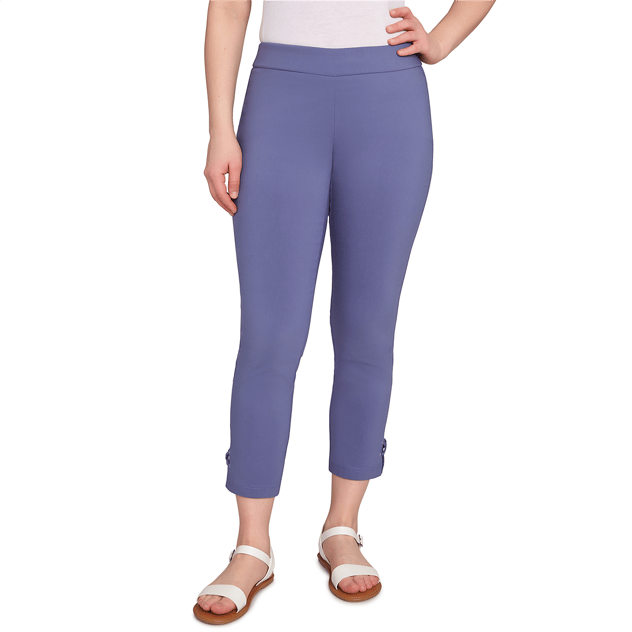 Petite Emaline Phoenix Solid Pull On Lace Up Slit Hem Capris