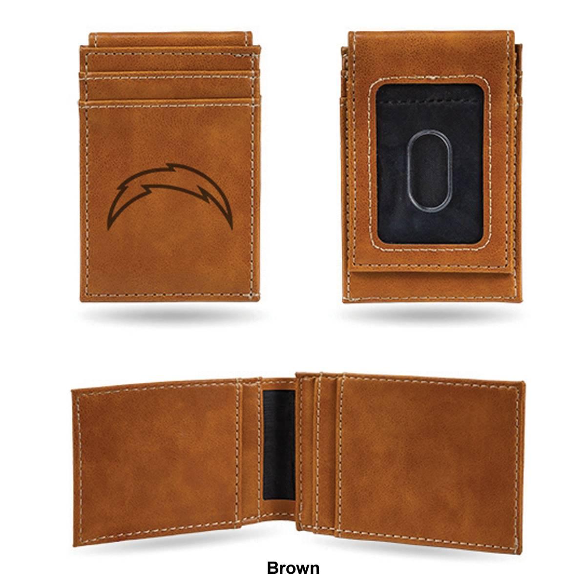 Mens NFL Los Angeles Chargers Faux Leather Front Pocket Wallet