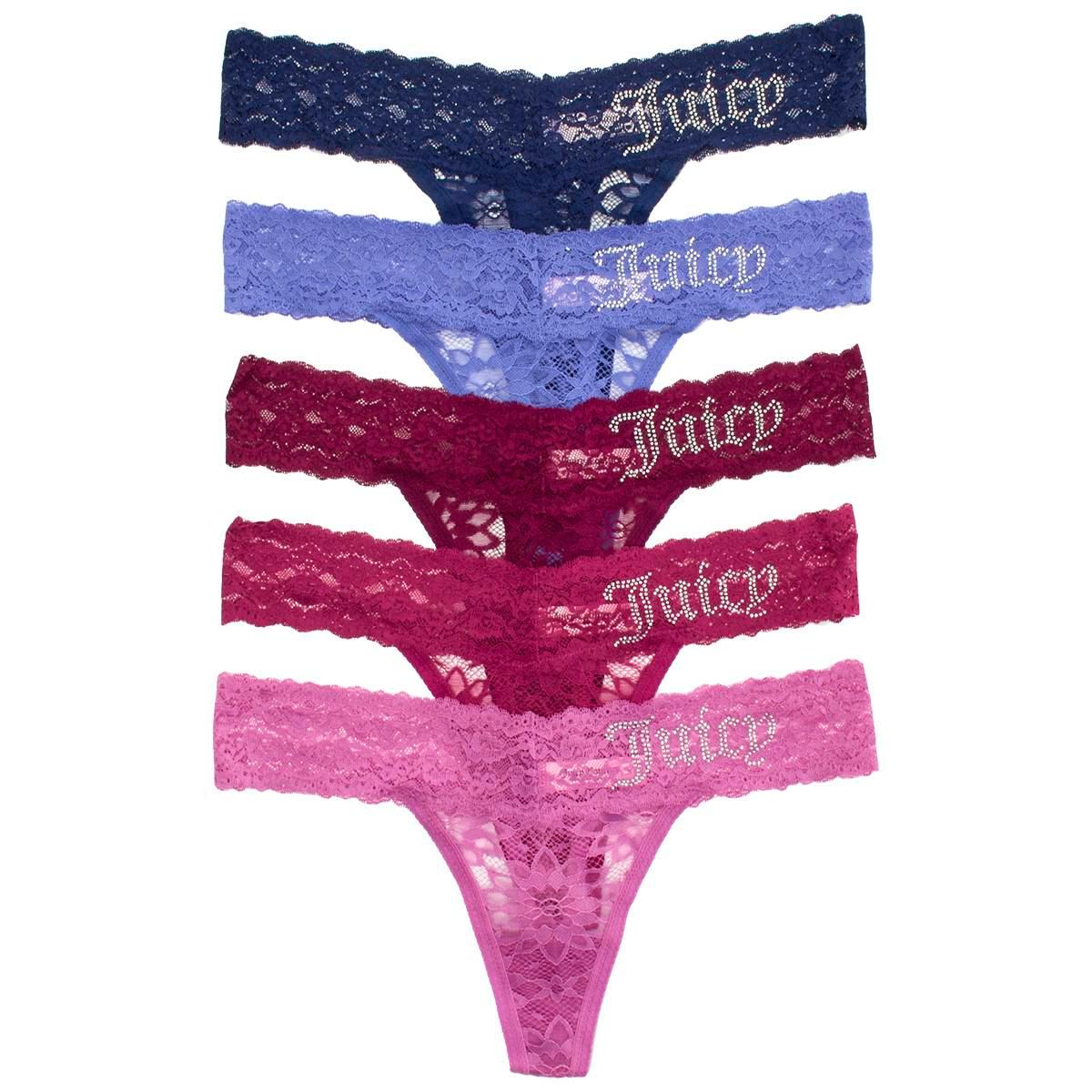Juniors Juicy Couture 5pk. Rhinestone Thong Panties JC9889-5PKEM