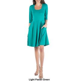 Womens 24/7 Comfort Apparel 3/4 Sleeve Fit & Flare Mini Dress