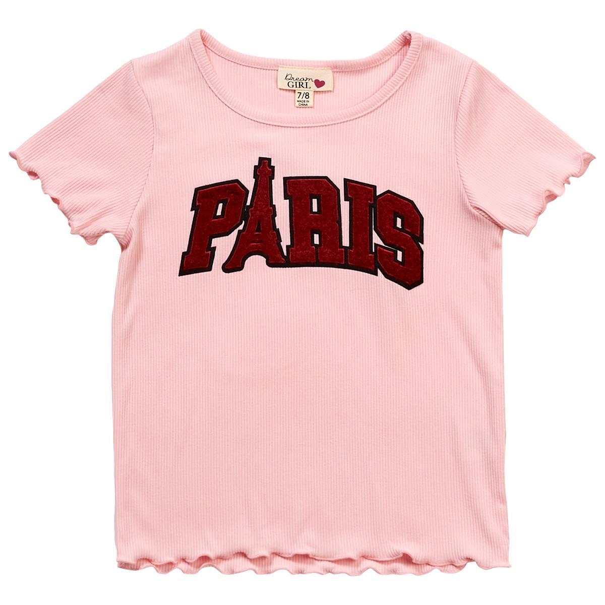 Girls (7-16) Dream Girl Short Sleeve Lettuce Edge Paris Tee
