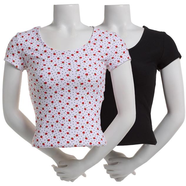 Juniors Derek Heart Yummy 2pk. Double Layer Strawberries Tee