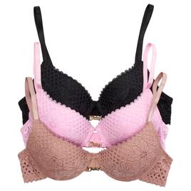 Juniors Juicy Couture 3pk. Lace Bra W/ Logo Charm