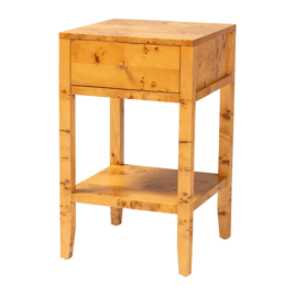 bali & pari Ghina Modern Real Burl Wood 1-Drawer Nightstand